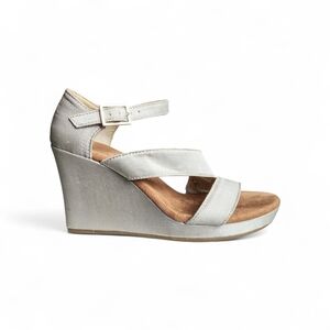 Women’s Cream Wedge Sandal with Ankle Strap